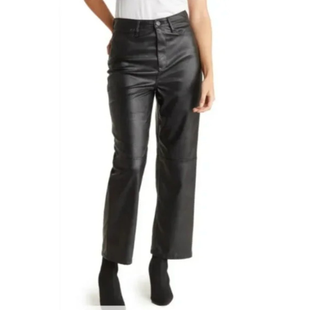 BLANKNYC‎ Women's The Baxter Wide Leg Faux Leather Pants 32 Black High Rise NWT